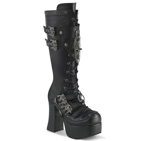 Gothic Platform Lace Up Front Knee High Boots - Picture 3 of 5